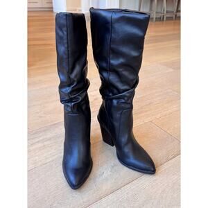 NWOT Dolce Vita Black Slouch Mid-Calf Boots Block Heel Pointed Toe Western Sz 7